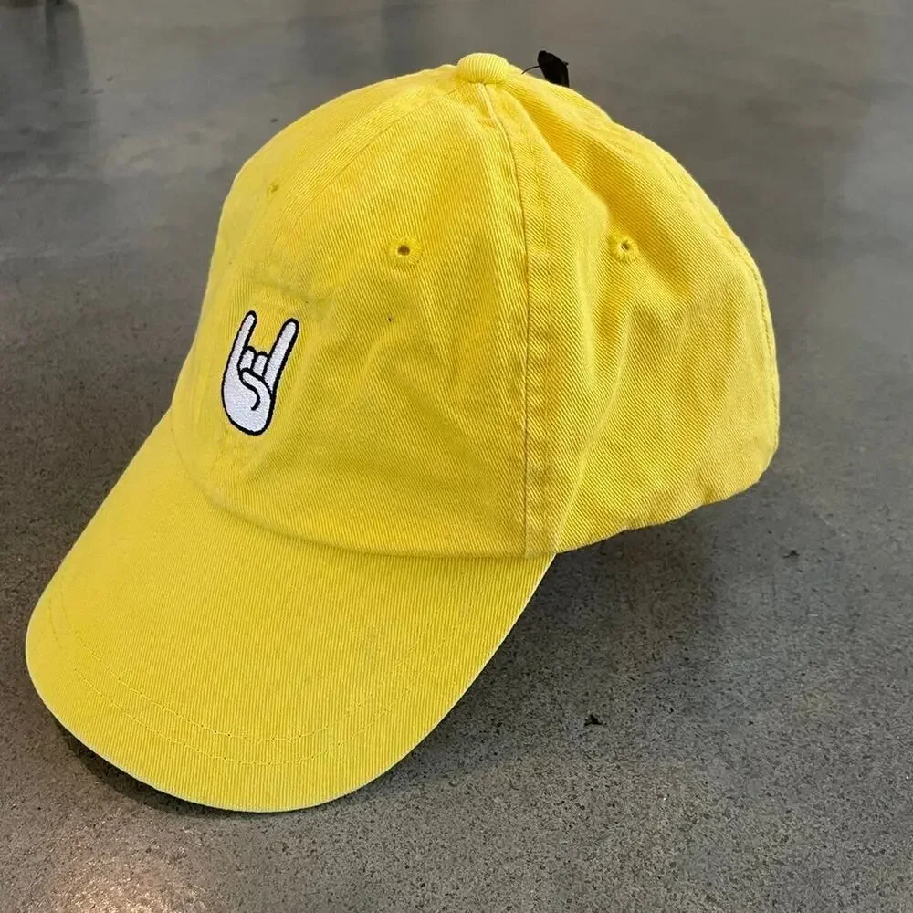 Forever 21 rock on hand emoji yellow cap boys hat new accessory gender neutral